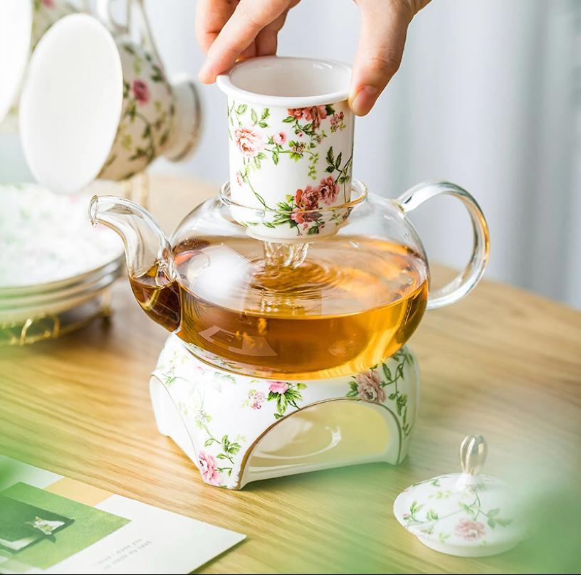 Green Pastures Wholesale - Wholesale Tea Set - Porcelain Tea Set  - 24K Rose & Flower Tea Set with Infuser7