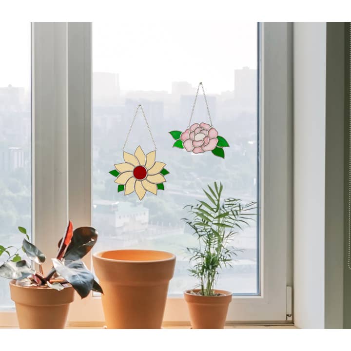 MondoBellissimo - Wholesale Zonnevanger - Gebrandschilderd glas in lood Sunflower Suncatcher F537