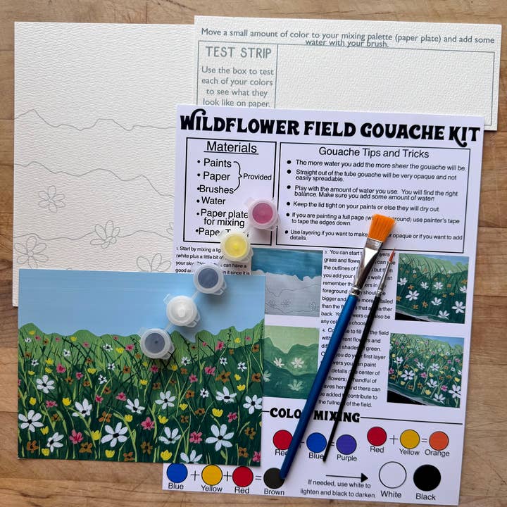 Kit de Peinture Gouache Champ de Fleurs Sauvages pour la vente par Alexandra N Designs