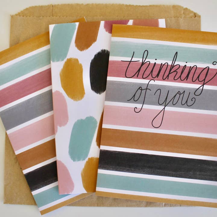 Conjunto de 3 cartões em branco com envelopes por atacado de Cambridge Purple