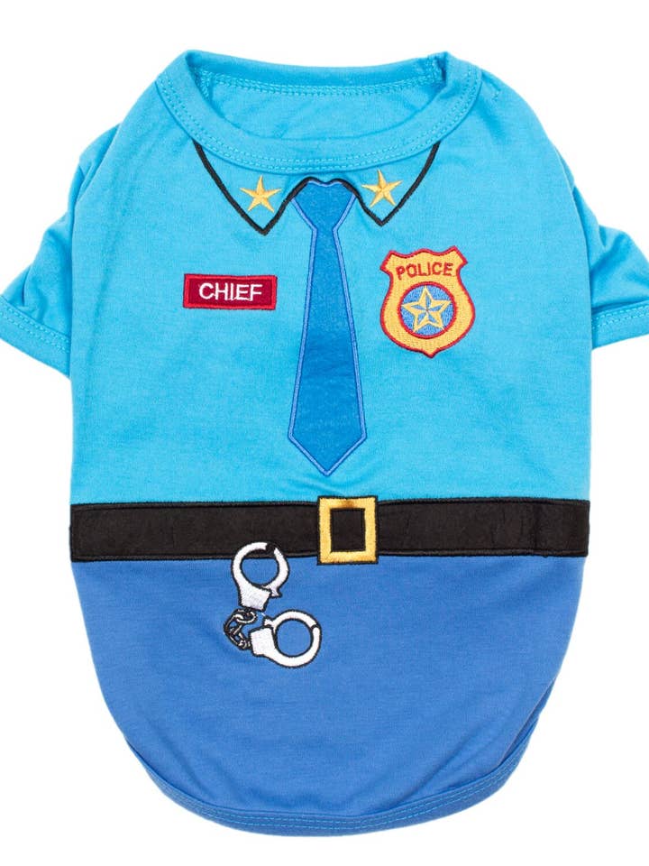 Officer Woof Dog T-Shirt – Cute Halloween Costume Pet Shirt for wholesale by Parisian Pet®