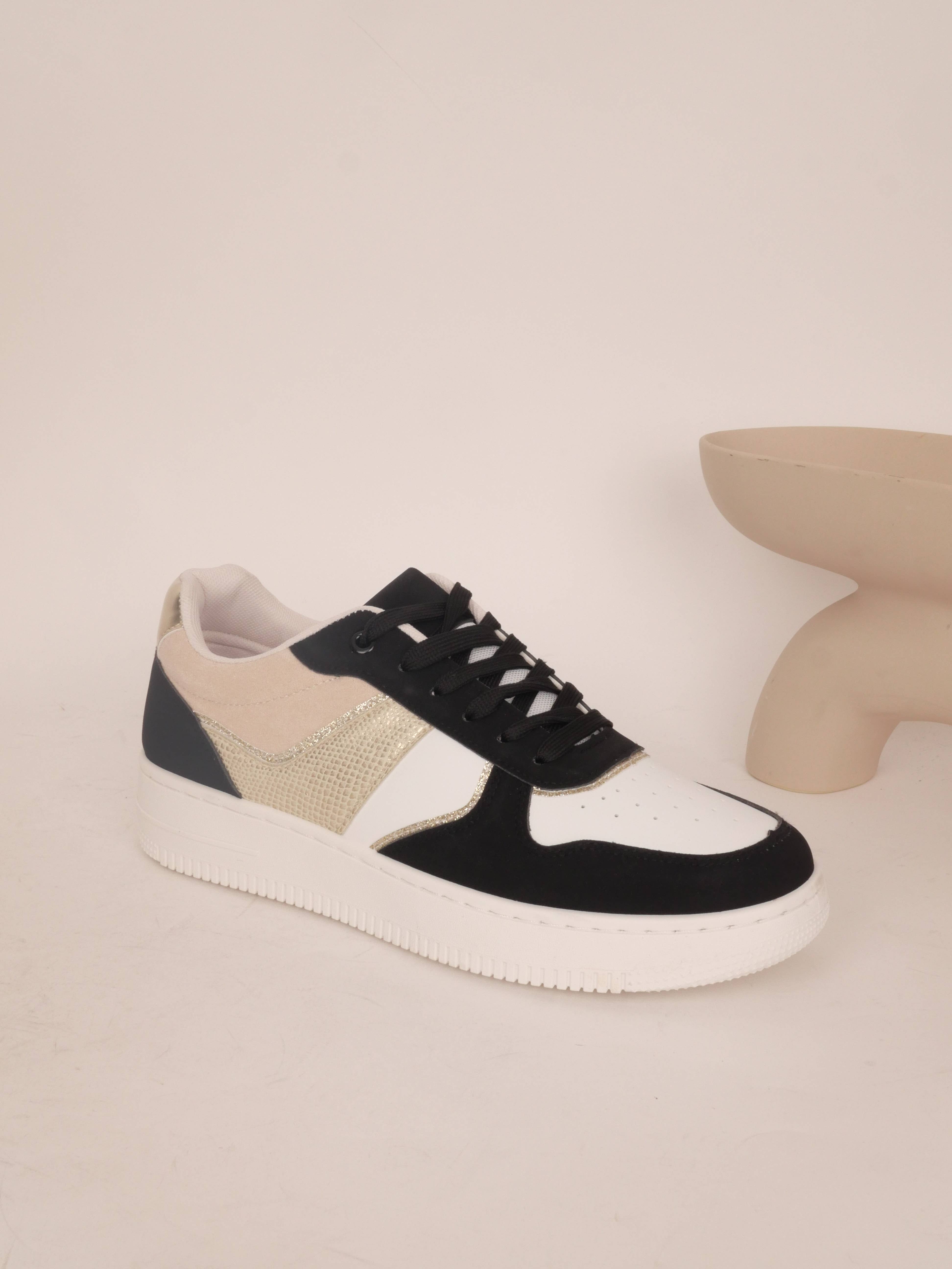 BELLICY / Cink-me - Wholesale Lifestyle Sneakers - Women's - Two-tone sneakers in faux leather and snake, DM-5302