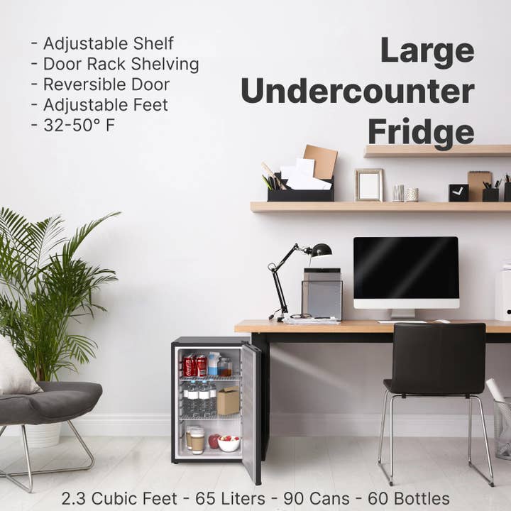 Promounts - Wholesale Portable/Mini Fridge - SnowLion Premium 65L Solid Door 2.3 Cu.ft. Freestanding Under-Counter Mini Fridge in Black1