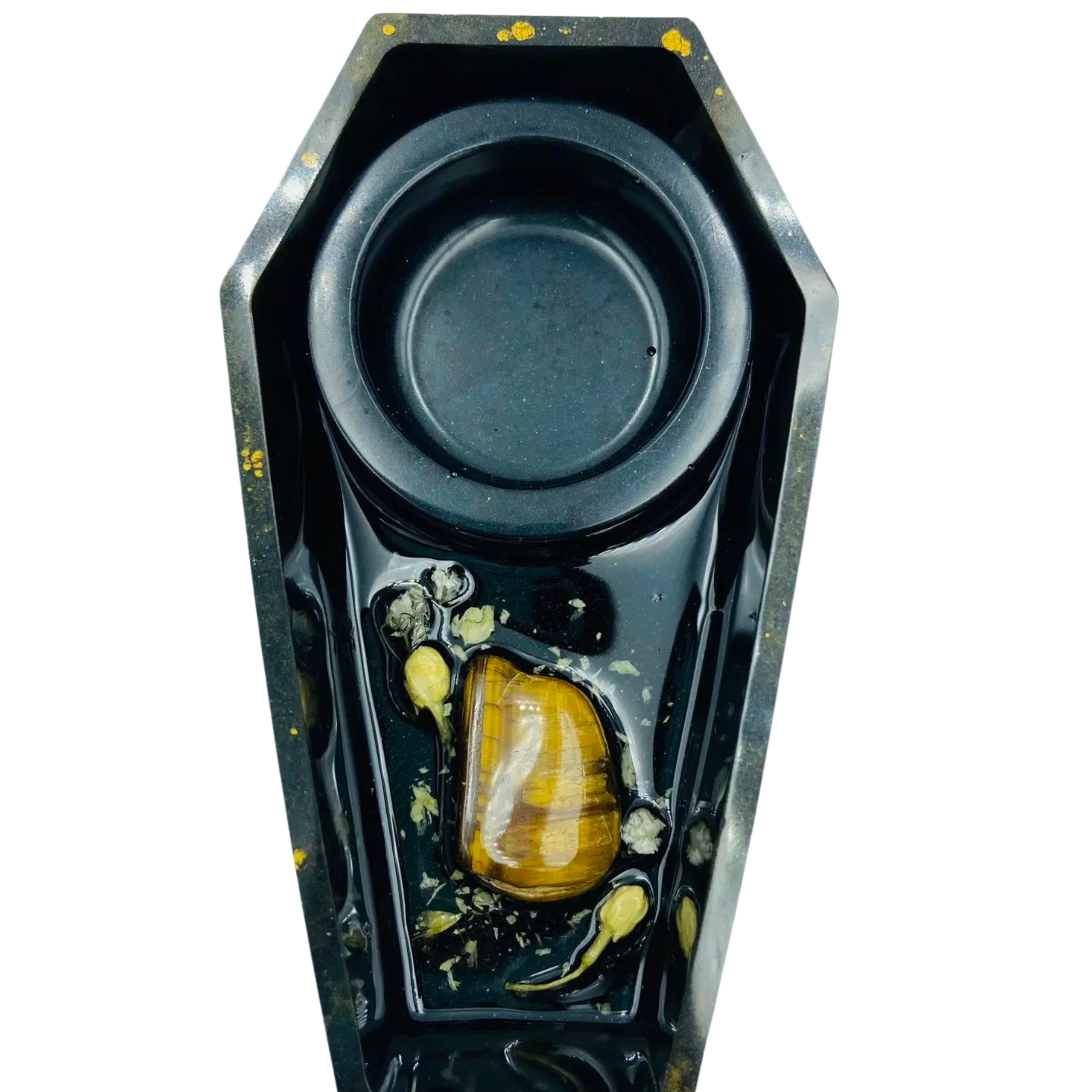 Seriously Perfect Finds, LLC - Wholesale Incense Holder - Dragon Coffin Tealight and Incense Holder- Tigers Eye1