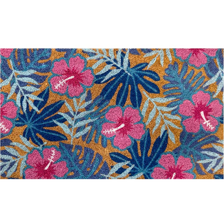 Paillasson tropical en fibre de coco rose et bleu 45 x 75 cm pour la vente par Briarwood Lane