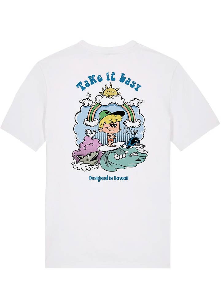 T-shirt Take it Easy wit heren voor wholesale door Ocean Park