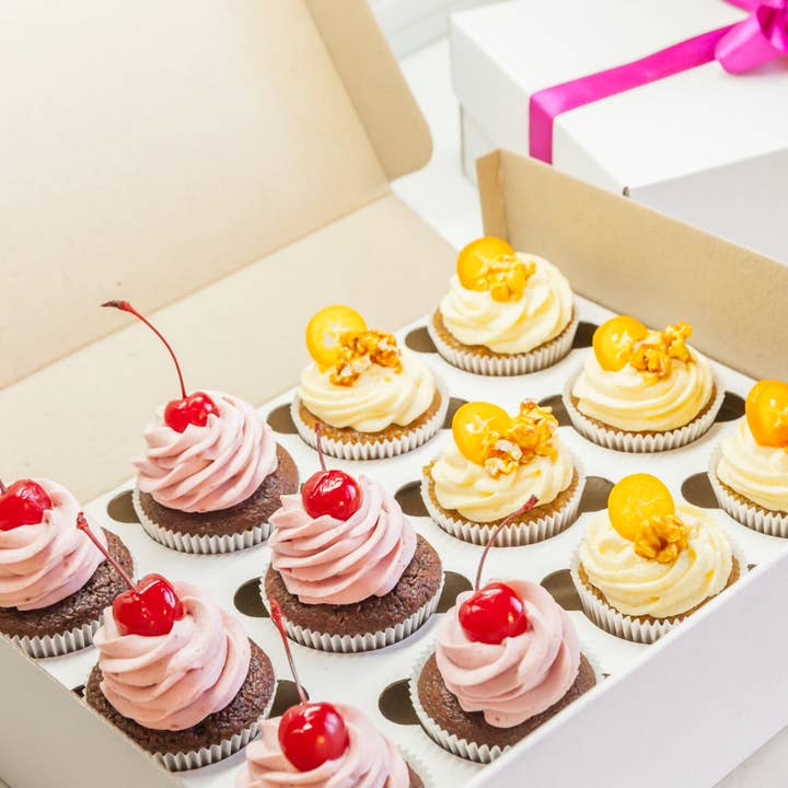 Cupcake Carrier 25 Pack with 12-Cupcake Insert Tray - White for wholesale on Faire