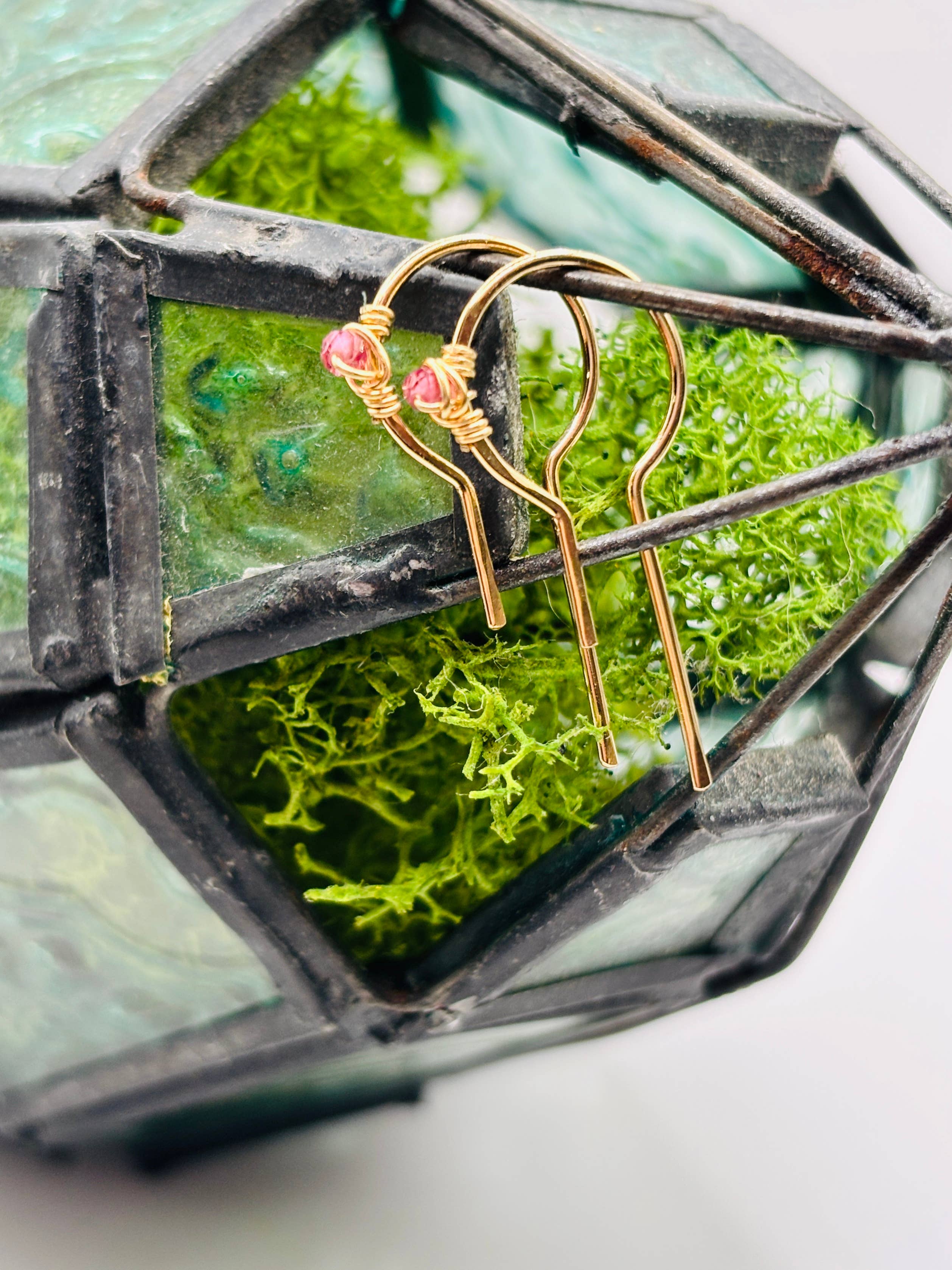 Rachel Renee Jewelry - Wholesale Hoop Earrings - DECO Gem Open Circle Threader Hoops 2