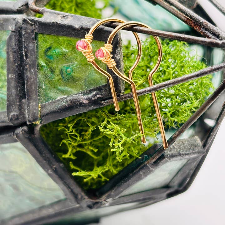 Rachel Renee Jewelry - Wholesale Hoop Earrings - DECO Gem Open Circle Threader Hoops 2