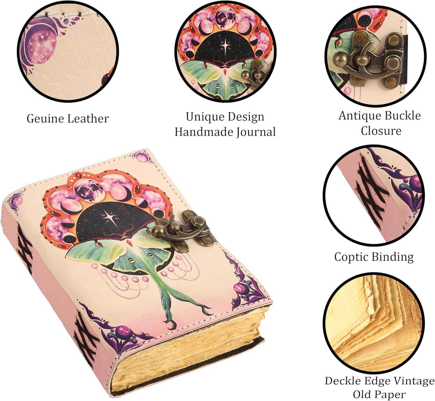 Tuzech Leather – wholesale Journal och dagbok – TUZECH läderklätt anteckningsbok med grimoirestil och ojämna kanter för män och kvinnor100