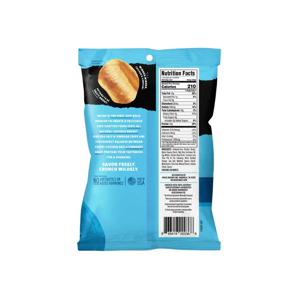 Righteous Felon Craft Jerky - Wholesale Chips - WILDE Salt & Vinegar Protein Chips 1.34oz1
