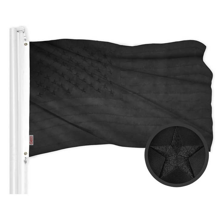 G128 - All Black American USA US Flag 3x5 ft Embroidered Stars Sewn Stripes Brass Grommets for wholesale by G128