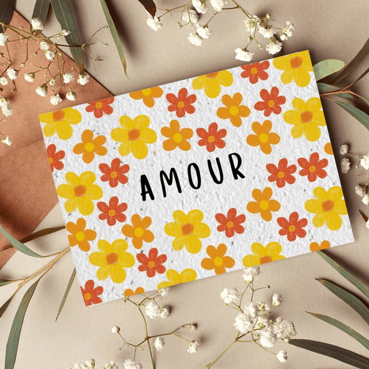 Ansichtkaart om te planten « Liefde omringd door bloemen » voor wholesale door Mamie Bohéme