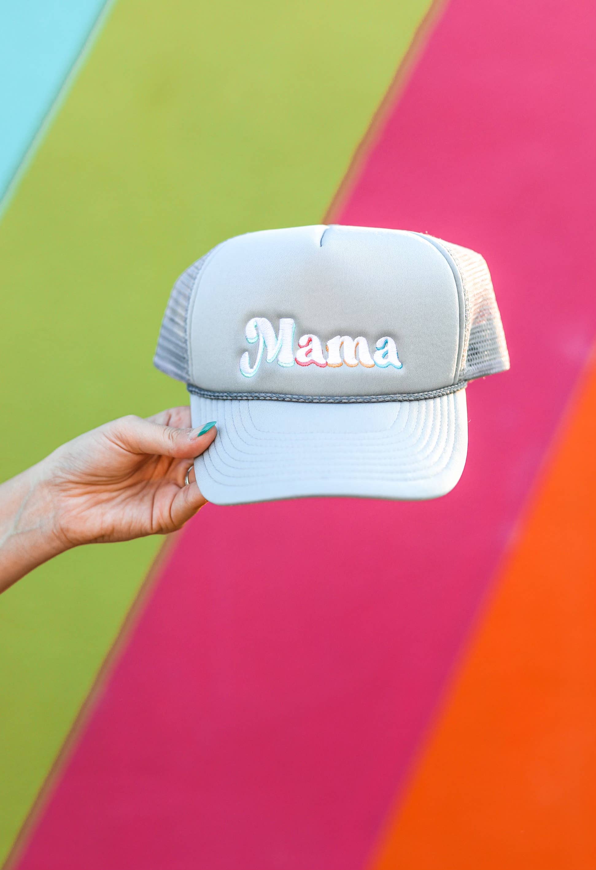 Jadelynn Brooke - Wholesale Trucker Hat - Women's - Mama Embroidered - Grey Trucker Hat