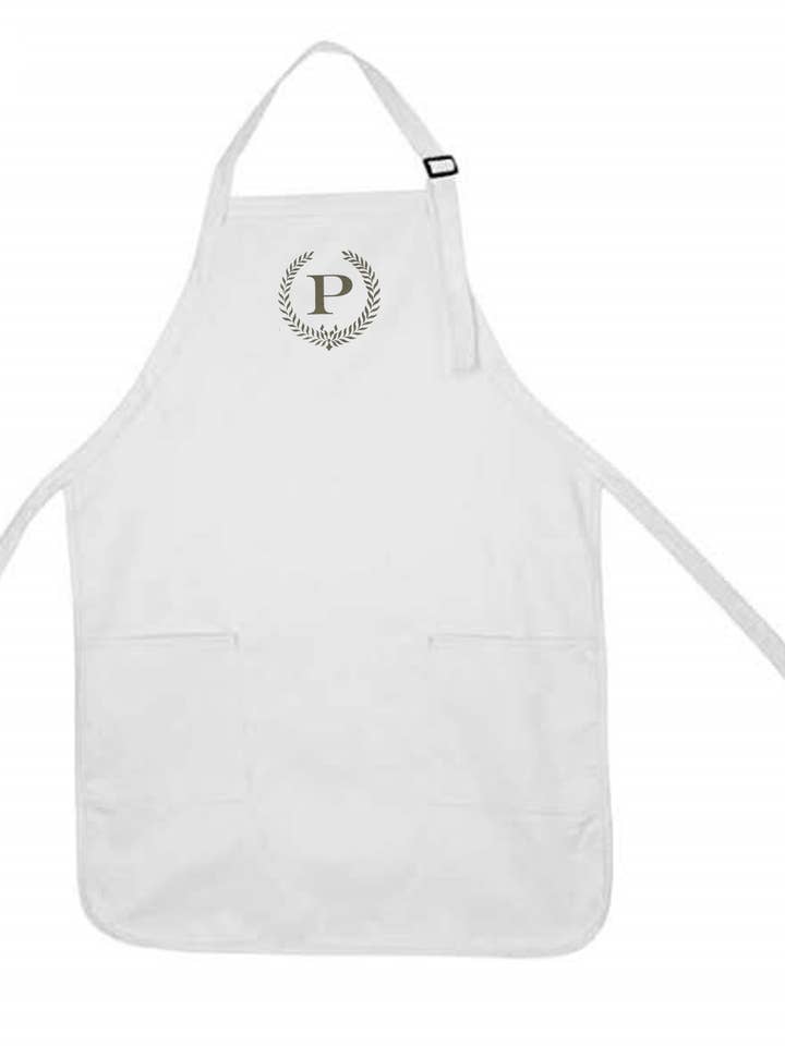Monogram Apron for wholesale by Monique Perry Art