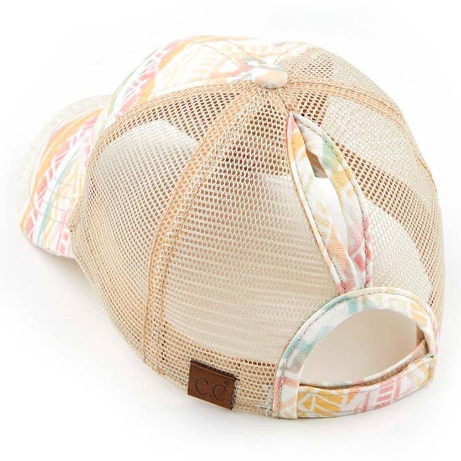 Hana - Wholesale Ponytail Cap - Women's - C.C Aztec Pattern Mesh Back Ponytail Baseball Cap2