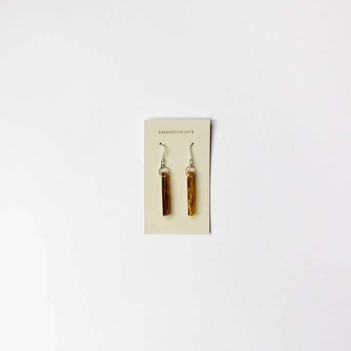 Preemptive Love - Wholesale Dangle Earrings - Amber Bar Earrings