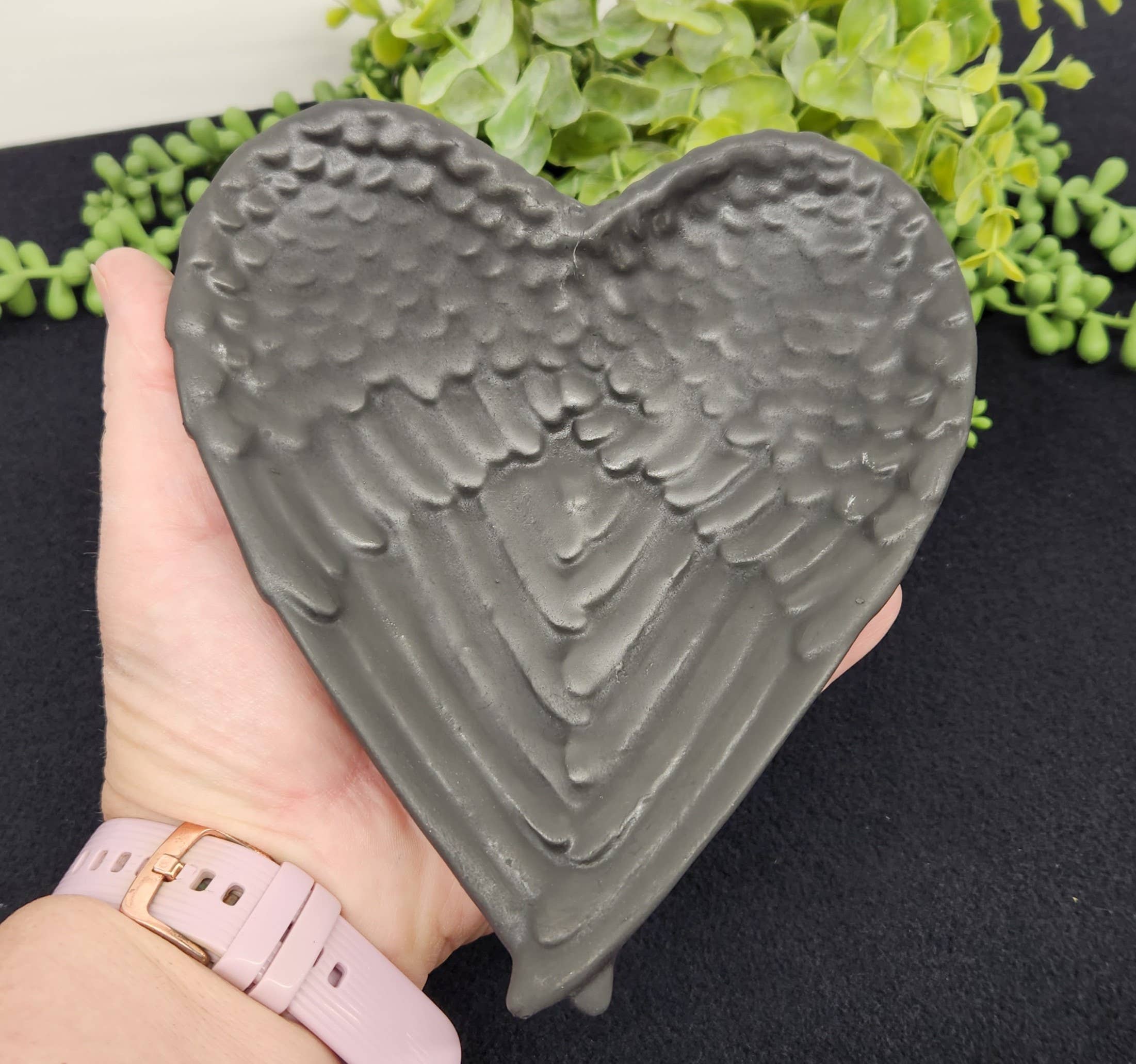 Meraki Gemstones - Wholesale Decorative Plate/Dish/Bowl - Shungite  Angel Wing Plate/Bowl (Approximately 7"x6"x1.25")6