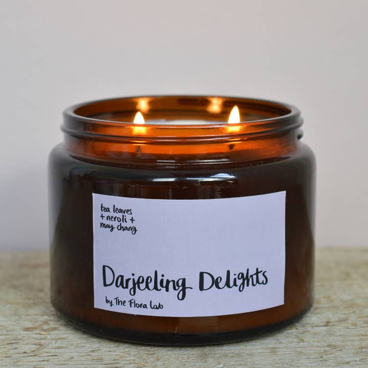 The Flora Lab | Hand Poured Natural-Wax Candles - Wholesale Jar/Filled Candle - Darjeeling Delights Soy Wax Candle | Purple | Luxury Gift5