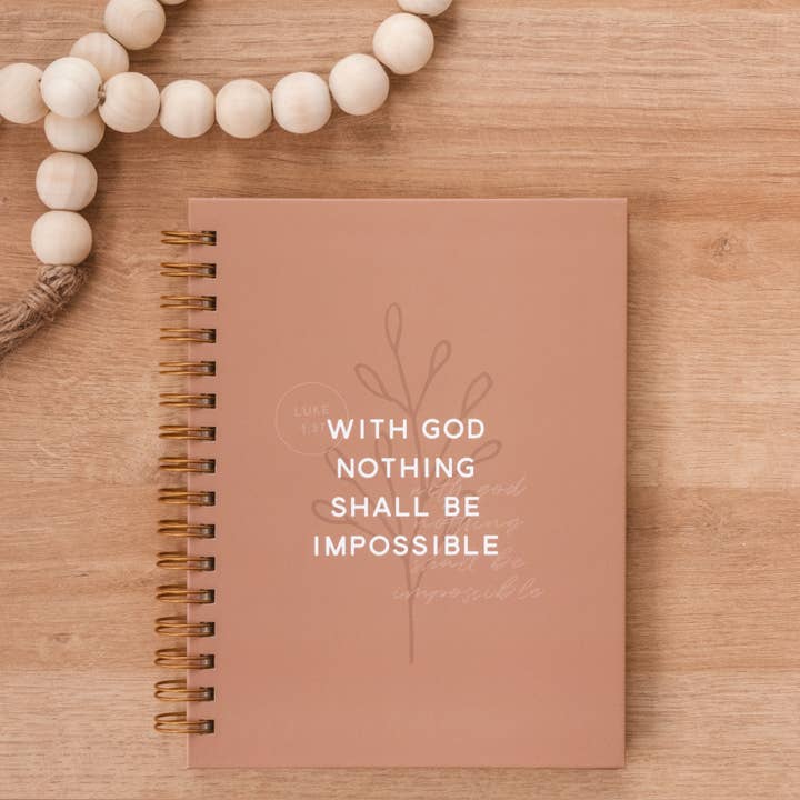 With God Nothing Shall Be Impossible Hardcover Journal for wholesale by The Anastasia Co