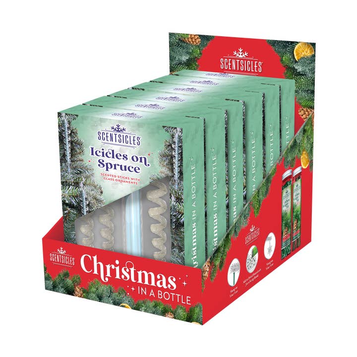 Scentsicles, 6ct, PDQ, Glass Ornaments, Icicles On Spruce for wholesale by Scentsicles