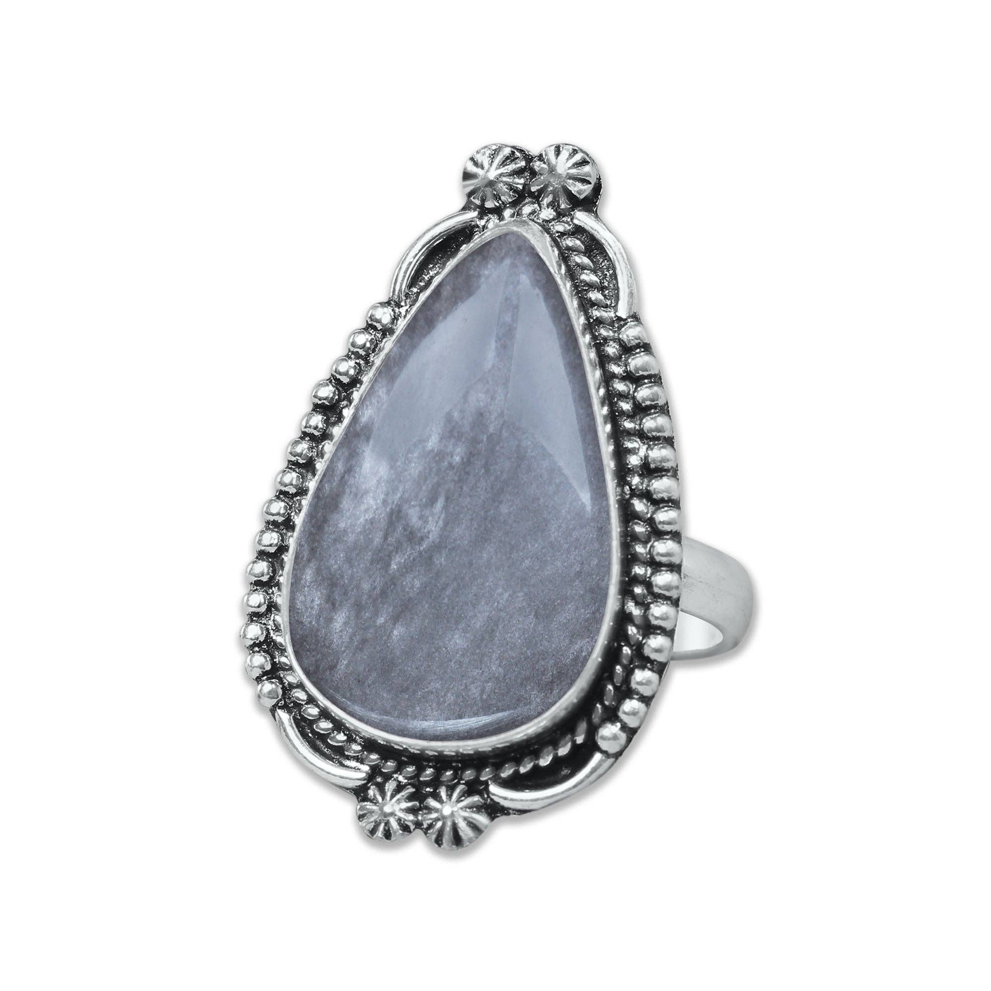Handmade Jewels - Wholesale Cocktail/statement ring - Silver Sheen Obsidian Rings – Handmade, Silver-Plated, Mystical Glow (Made to Order)9