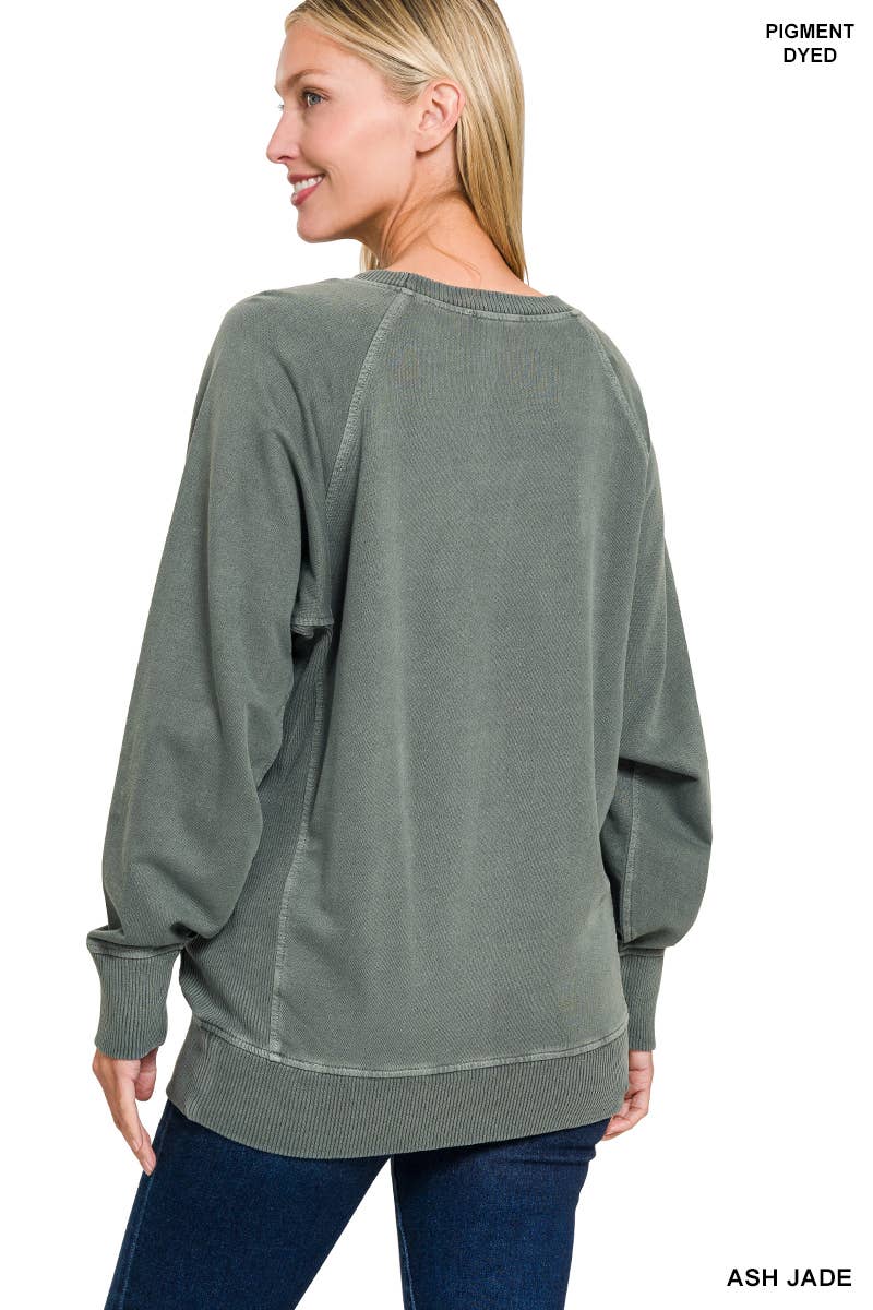 42POPS - Wholesale Sweatshirt - Women's - `.Washed French Terry Pullover With Side Pockets47