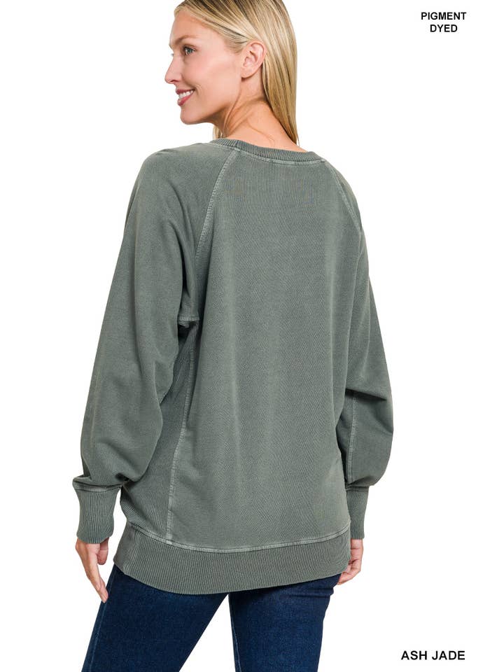 42POPS - Wholesale Sweatshirt - Women's - `.Washed French Terry Pullover With Side Pockets47