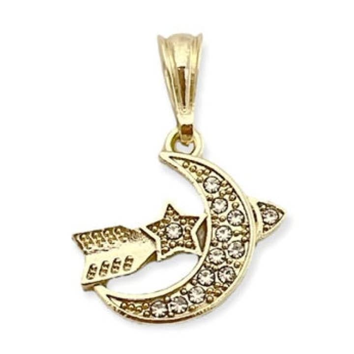 Shooting Star Moon vedhæng i 18 k guld lagdeling for engroshandel hos Raf Rossi Gold Plated