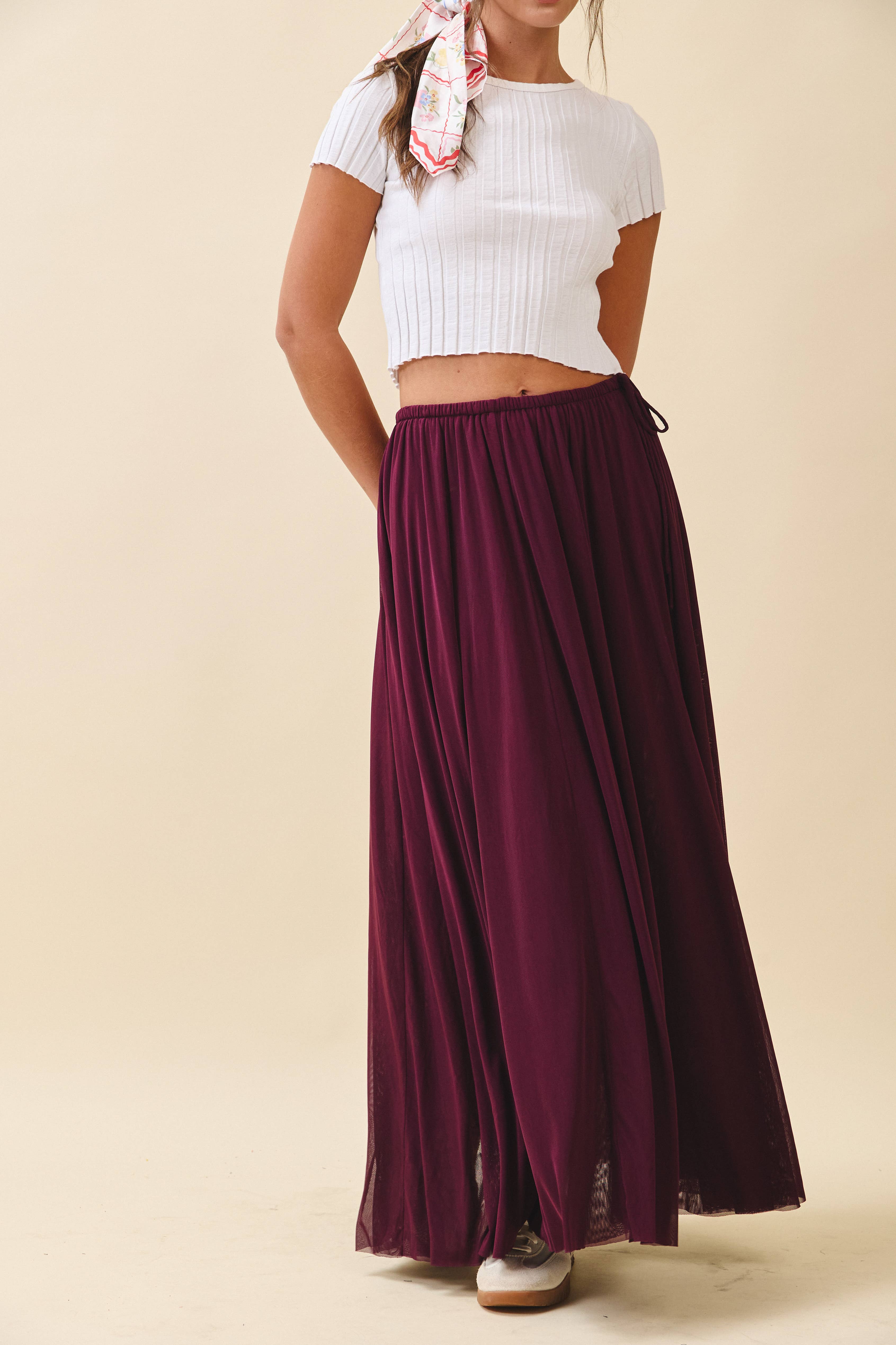 AEMI + CO - Wholesale Skirt - Women's - 7185GK Flowy Mesh Maxi Skirt8