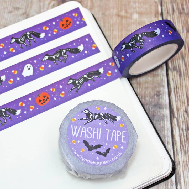 Spooky Fox Halloween Washi Tape for wholesale by Lyndsey Green Illustration