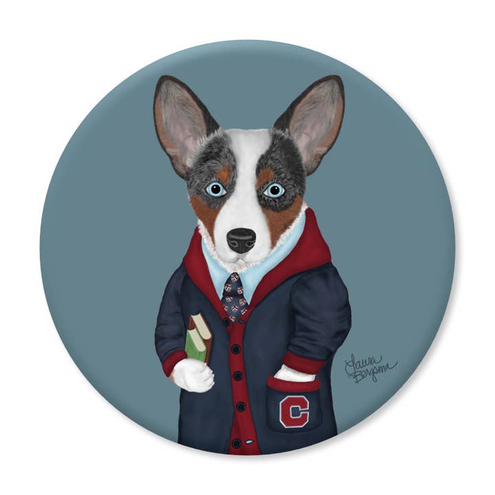 Imán para perro Cardigan Corgi, color azul Merle para venta al por mayor de Laura Bergsma Studio