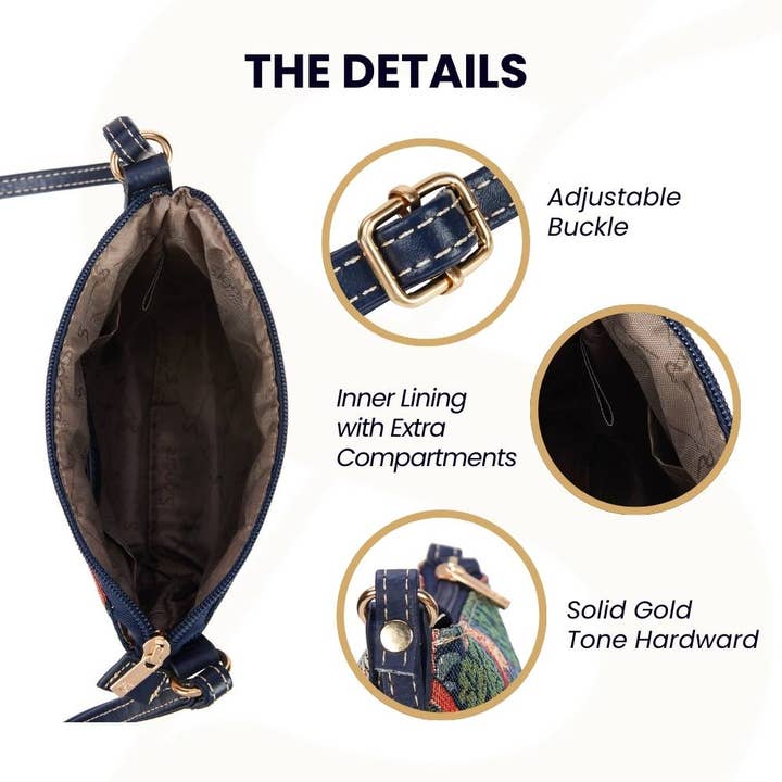 SignareArt - Wholesale Crossbody Bag - Women's - SLING-STBL | WILLIAM MORRIS STRAWBERRY THIEF BLUE SLING BAG PURSE CROSSBODY3