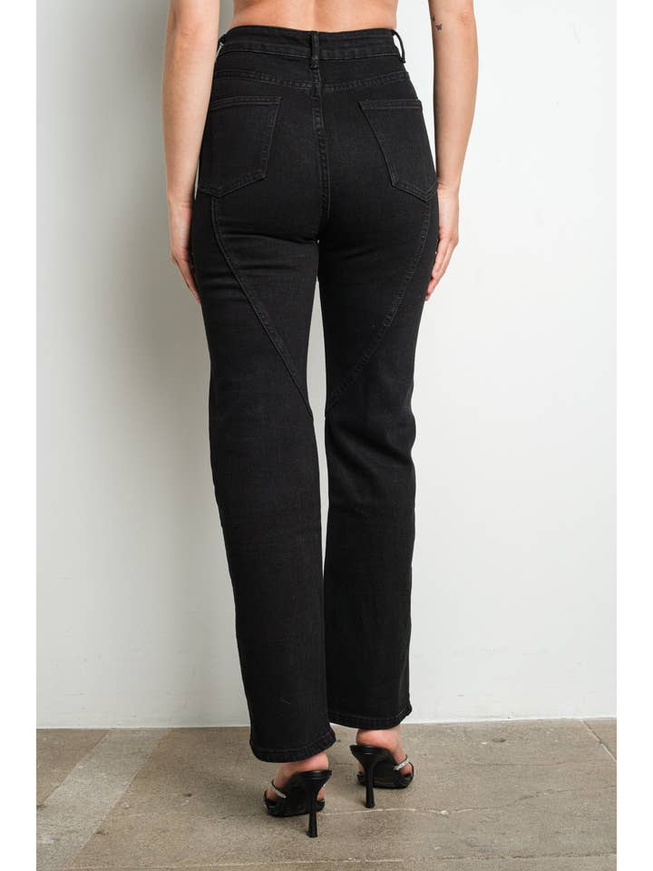 KIWI - Wholesale Jeans - Dames - KIWI spijkerbroek met hoge taille, kuitmodel en strassteen openingen9