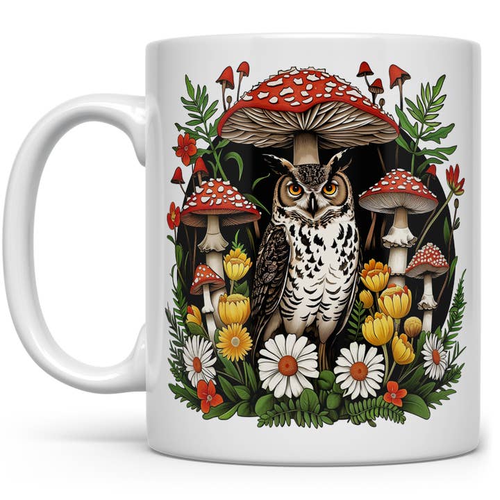 Woodland Forest Owl Coffee Mug, Whimsical Cottagecore Gifts for wholesale by Loftipop