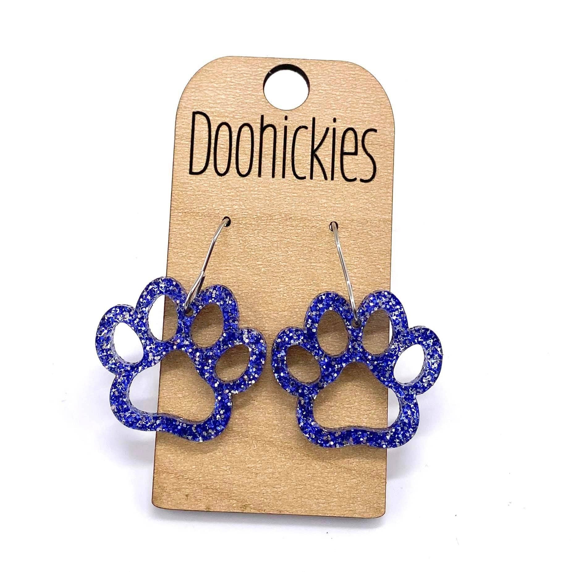 Doohickies - Wholesale Dangle Earrings - 1" Glitter School Spirit Paw Dangles - Custom Spirit Earrings - 9 Color Options3