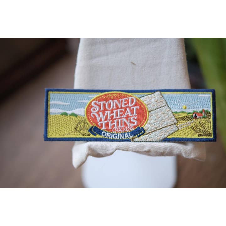 5” X 1,5” Geborduurd “Stoned Wheat Thins” Embleem voor wholesale door FingerlessJoe