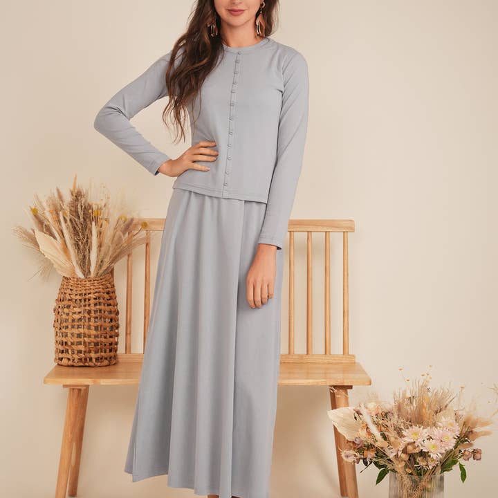 Hush.Shop – Vestido - Mulher por atacado – Vestido maxi com gola redonda A Line4