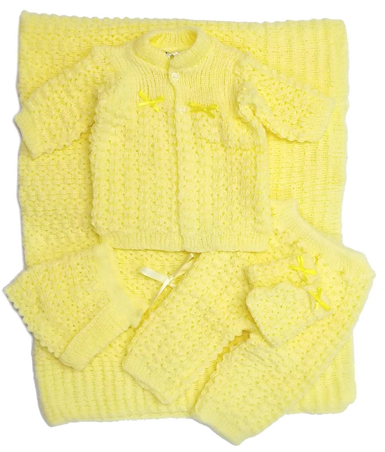b-one inc – wholesale Klädesset - Baby – Partihandel Virkad babyfilt och hatt Nyfödd Outfit Set Vantar Byxtröja 5 st Set4