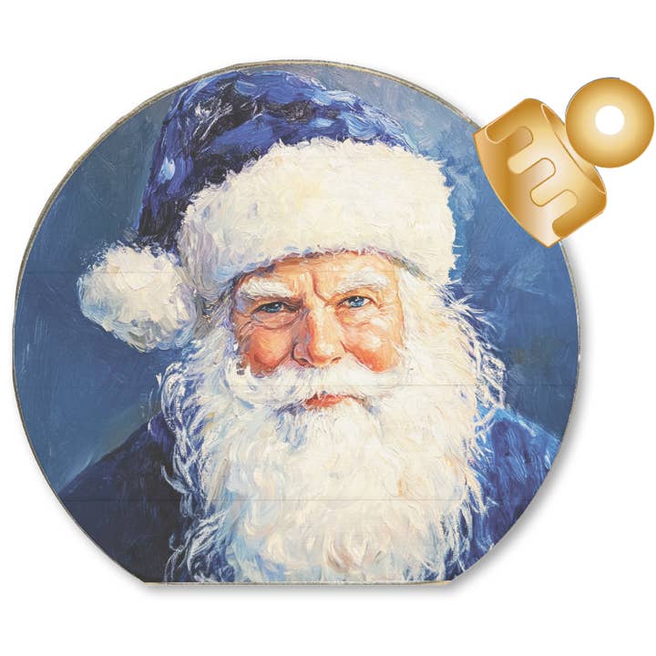 ORNAMENT DECORATIVE TABLETOP SITTER- BLUE SANTA FACE for wholesale by Jarmz Designs