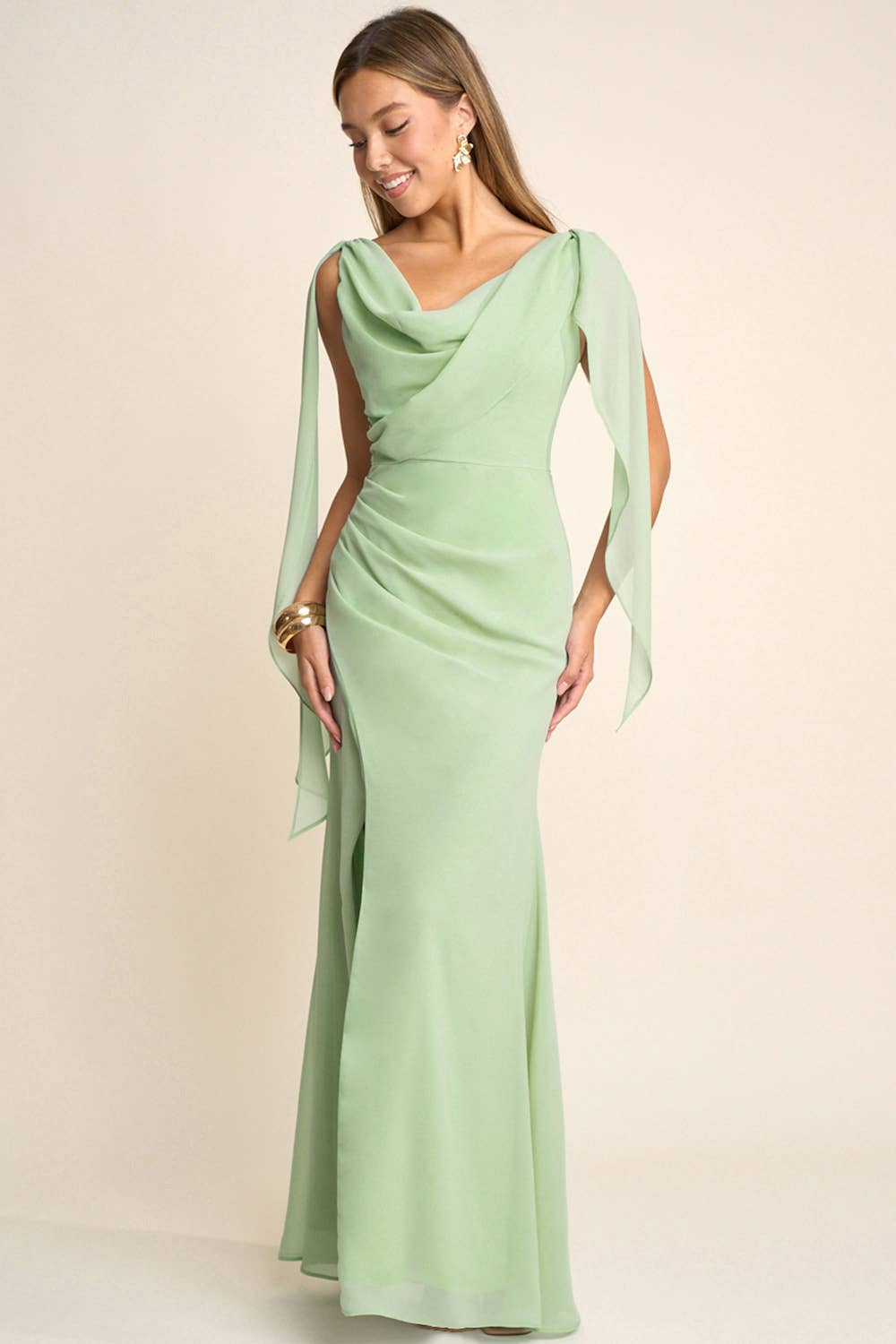 Maniju – Engroshandel Kjole - Dame – Maxi-kjole i glinsende georgette chiffon6