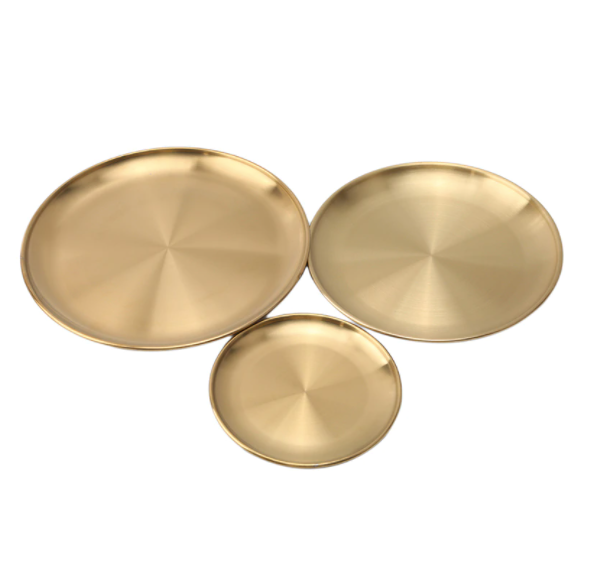 Homerely (We Cover All Import Duties) – wholesale Dinner plate – Elegant Gold Stainless Steel Dining Plates0