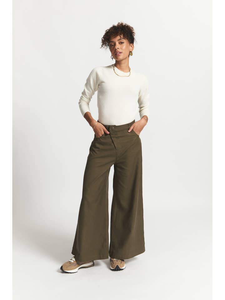 Kyoto | Fitted Trouser | Olive for wholesale by Sitting Pretty
