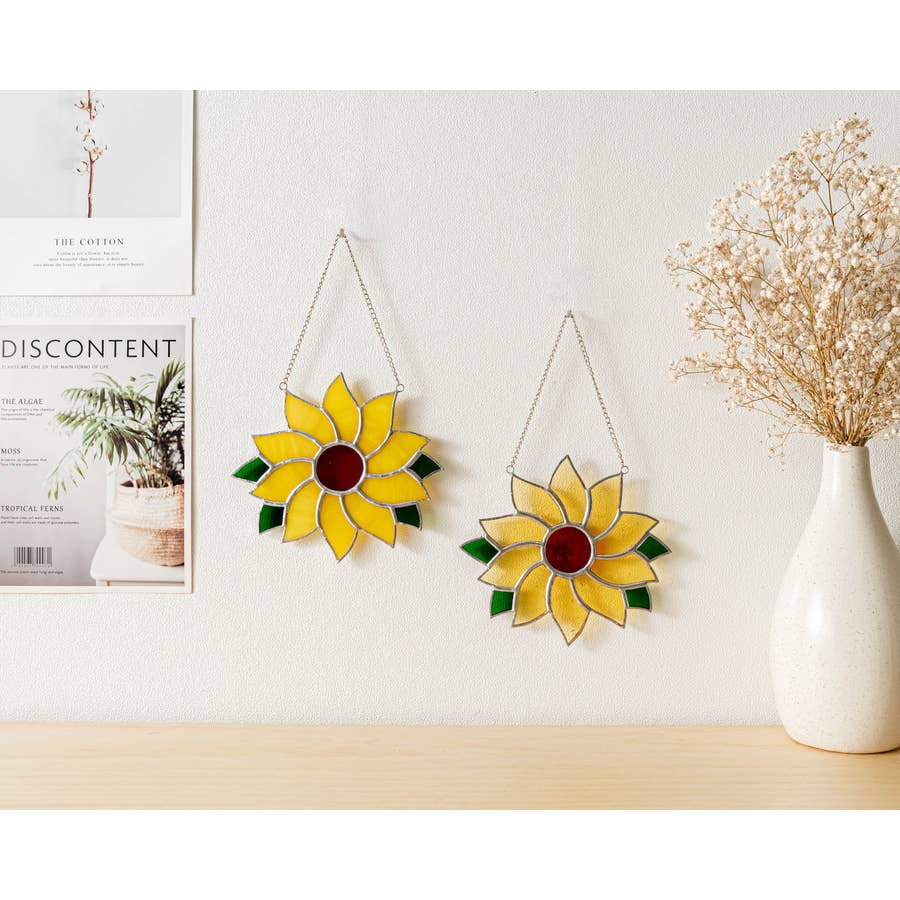 MondoBellissimo - Wholesale Zonnevanger - Gebrandschilderd glas in lood Sunflower Suncatcher F53