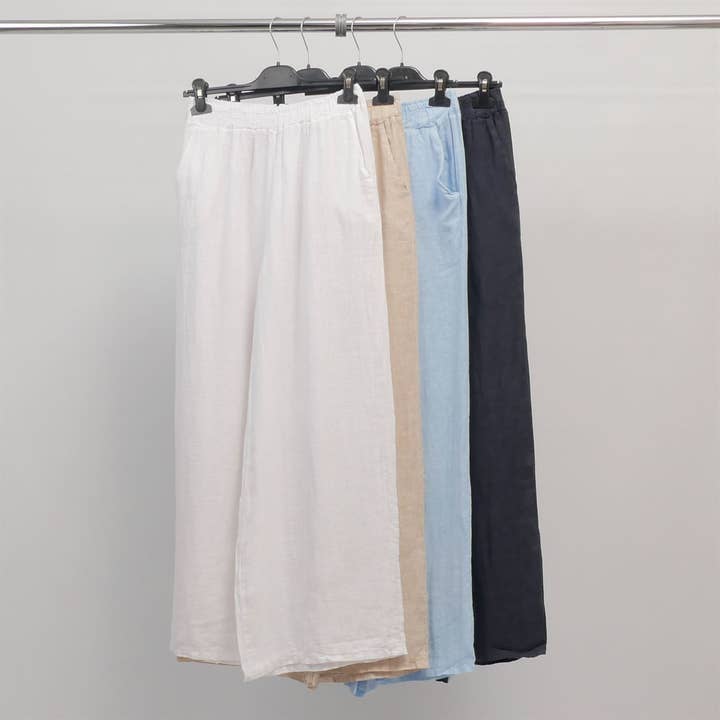 Cecile Wang - Wholesale Pants - Women's - Linen pants with elastic waistband YX18162