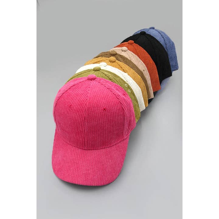 JOSSLYN by wall to wall - Wholesale Baseball Cap - Women's - PLAIN CORDUROY BASEBALL CAP | 40CP0169