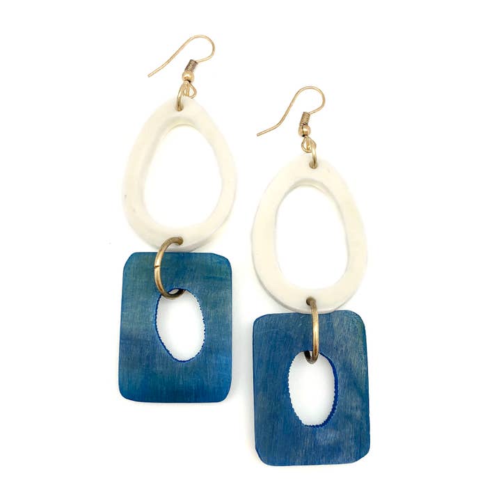 Anju Jewelry - Vente Boucles d'oreilles pendantes - Omala Azure Coast Collection Boucles d'oreilles - Créoles et Rectangle