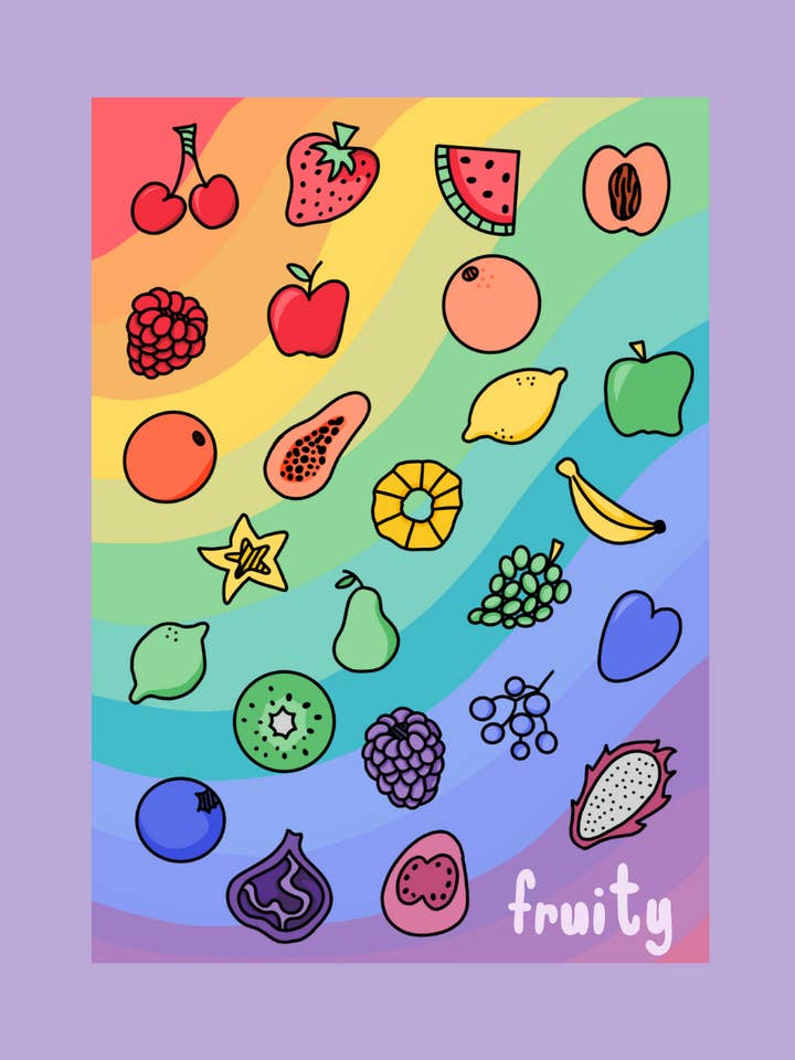 Foglio adesivo fruttato per la vendita all'ingrosso da parte di Galaxy Brain Design