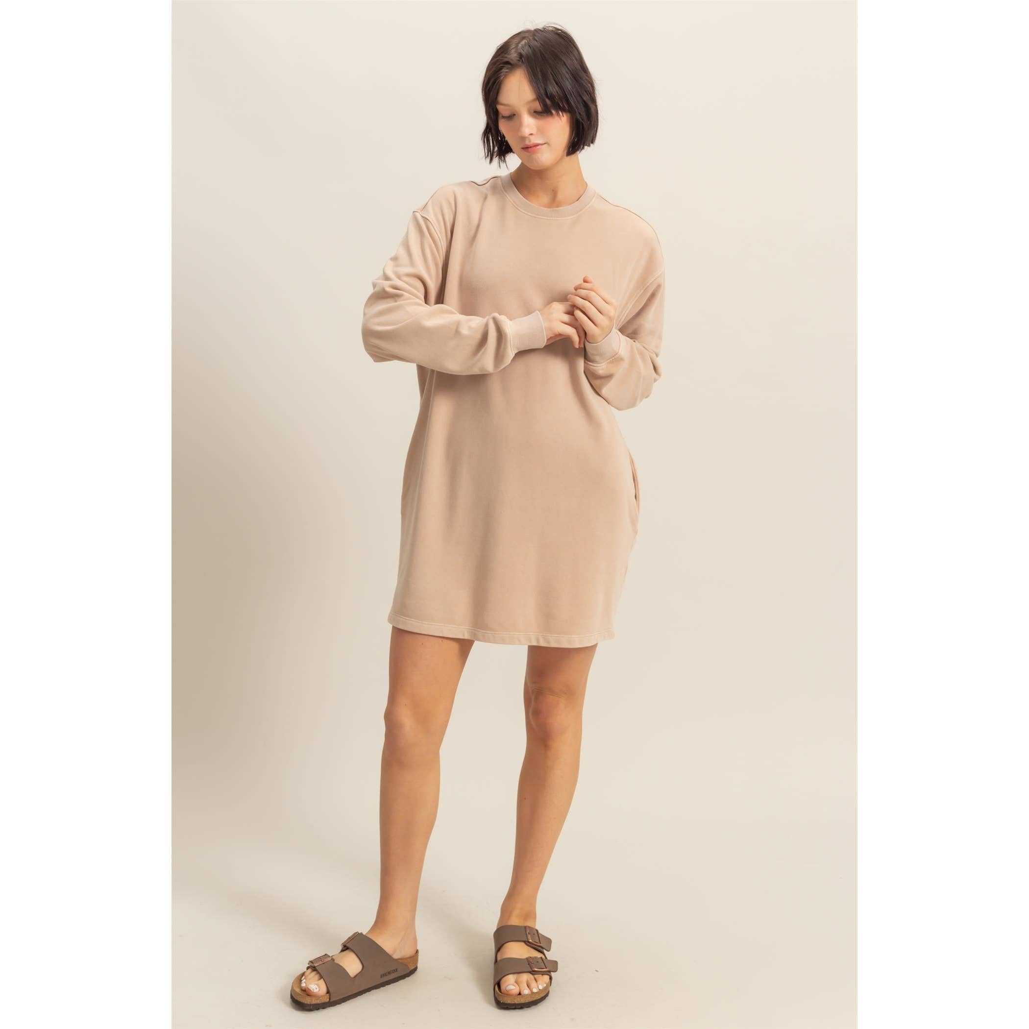 Double Zero - Wholesale Dress - Women's - Long Sleeve Oversized Mini Dress35