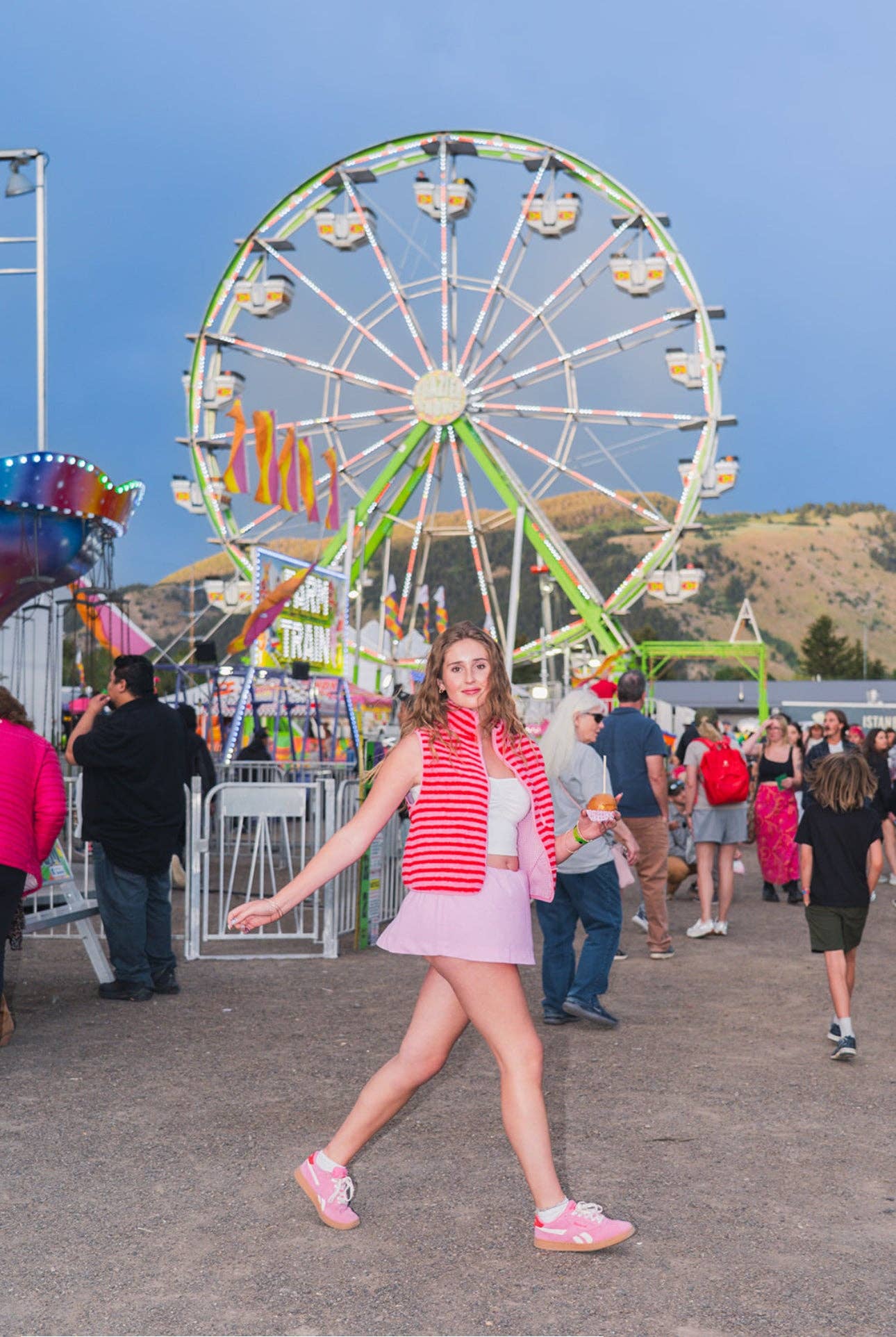 Midnight Lunch - Wholesale Outerwear Vest - Women's - The Stripe Vest | Pink + Red1